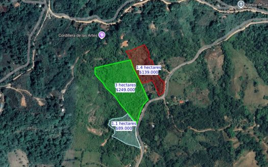 Jungle Lot with 2+ Building Sites, Legal Water, Electricity on Public Road with Big Valley & Mountain Views near San Josecito Costa Rica